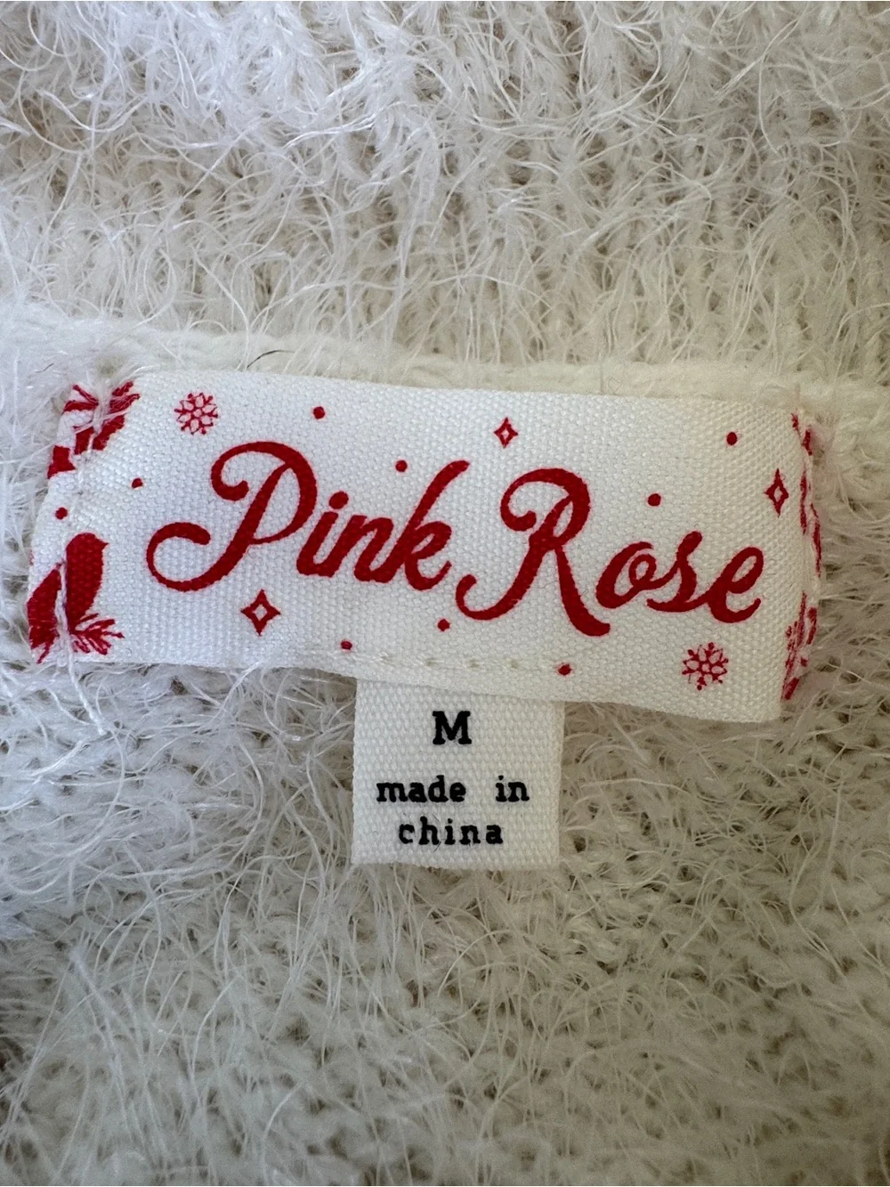 Pink Rose Eyelash Turtleneck Sweater M Fuzzy Cozy Soft Cream Plush